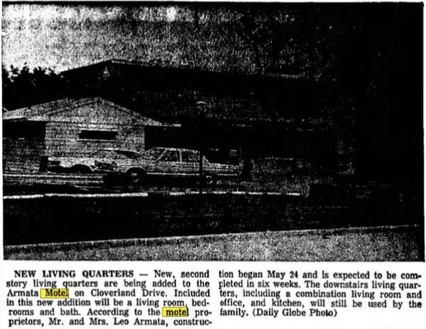 Quinn Motel (Armata Motel) - June 1967 Article On New Living Quarters